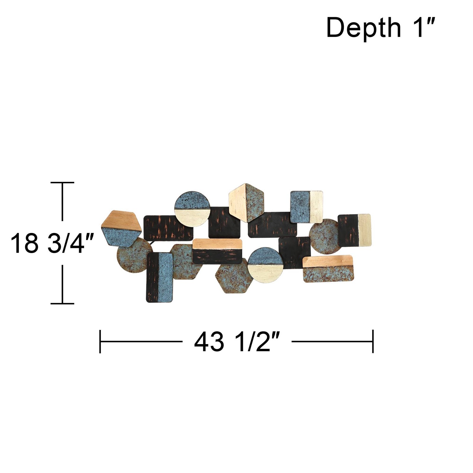 Art Deco Shapes 43 1/2" Wide Abstract Metal Wall Art