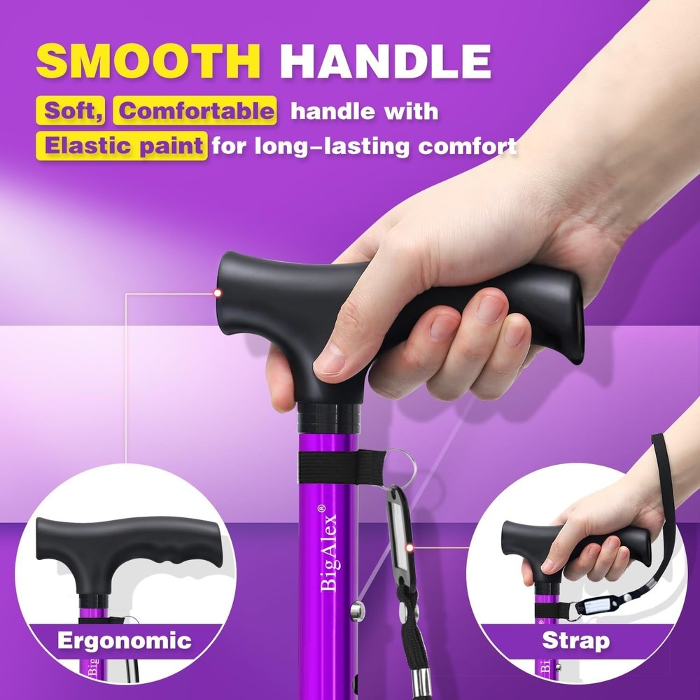 Folding Walking Cane for Seniors - Adjustable & Portable for Enhanced Mobility