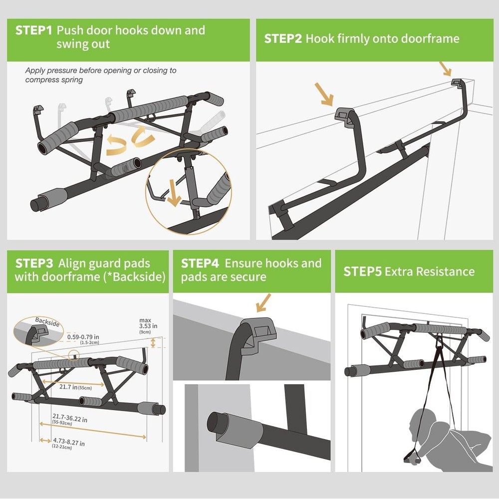 New Upgrade Pull Up Bar for Doorway - Foldable Design & Space-Saving, Upto 440 L