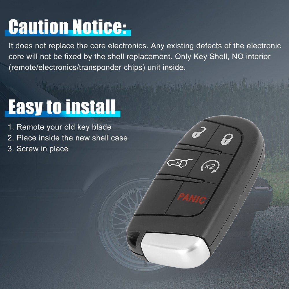 Key Shell Case fits for Jeep Compass 2017~2018 - 1 pcs