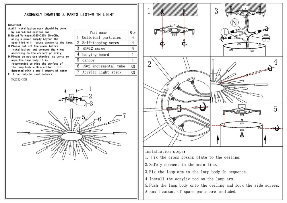 Gold Firework LED Ceiling Light 30+1, Smart Dimmable w/ APP & Remote