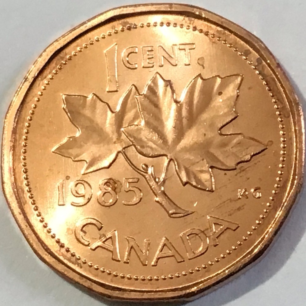 1985 Canada Small Cents Pointed 5 UNC
