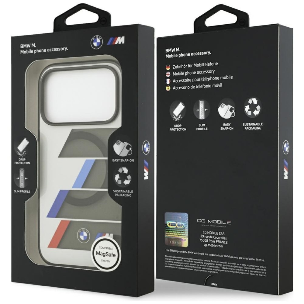 BMW M Tricolor Case Compatible with iPhone 17 Pro Max Gray