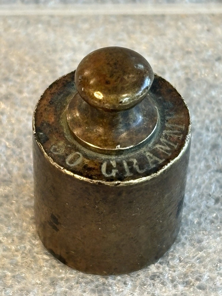 50g Replacement Solid Brass Scale Weight Vintage Marked MF