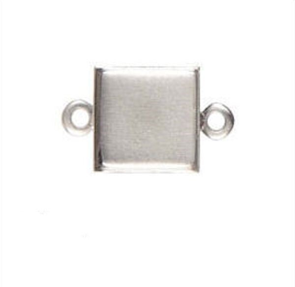 6 Patera Silver Plated Brass 10mm Square Mount Setting Links *