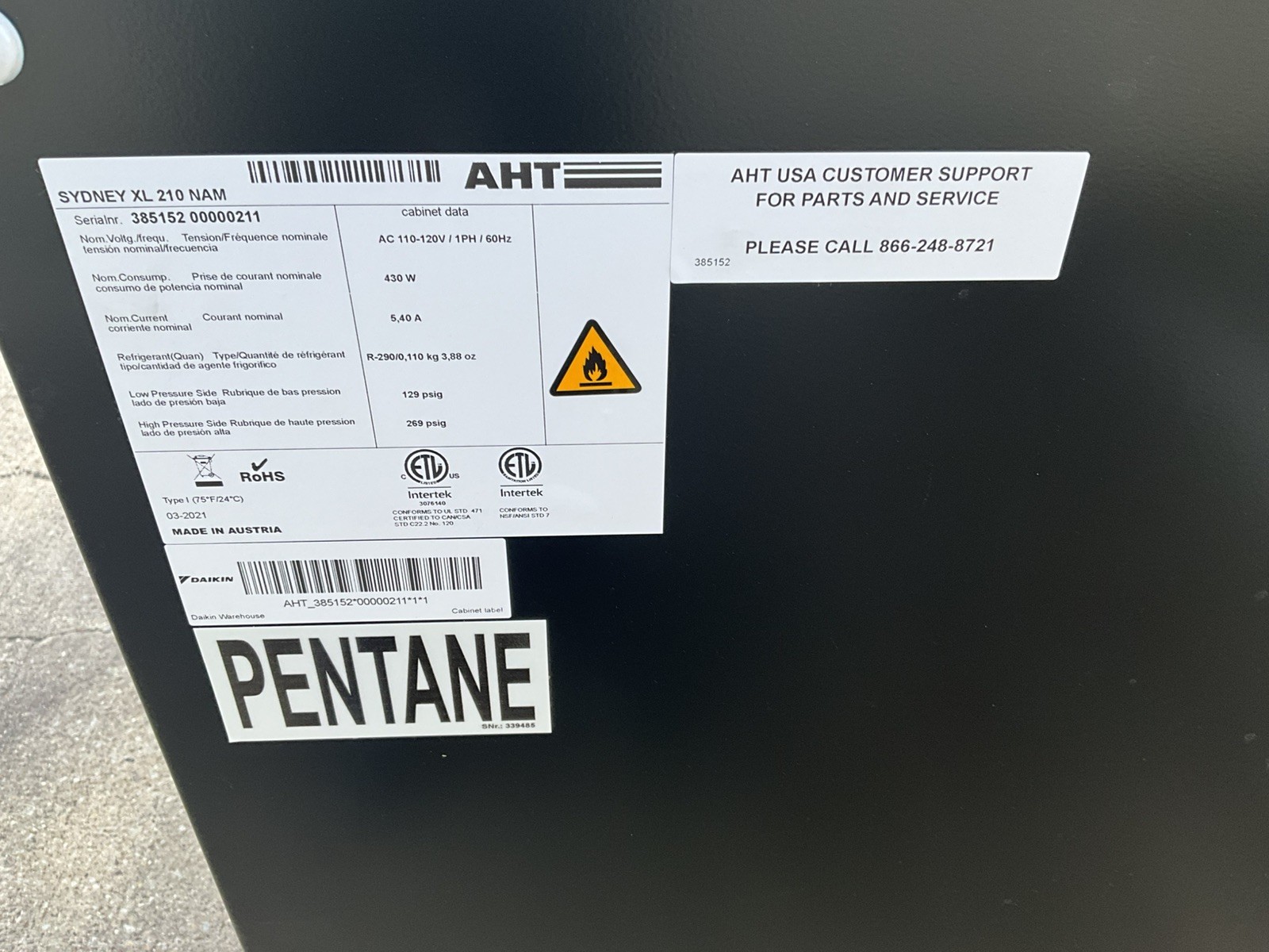 AHT Sydney XL210 slide glass top freezer refrigerator chiller Cooling Systems