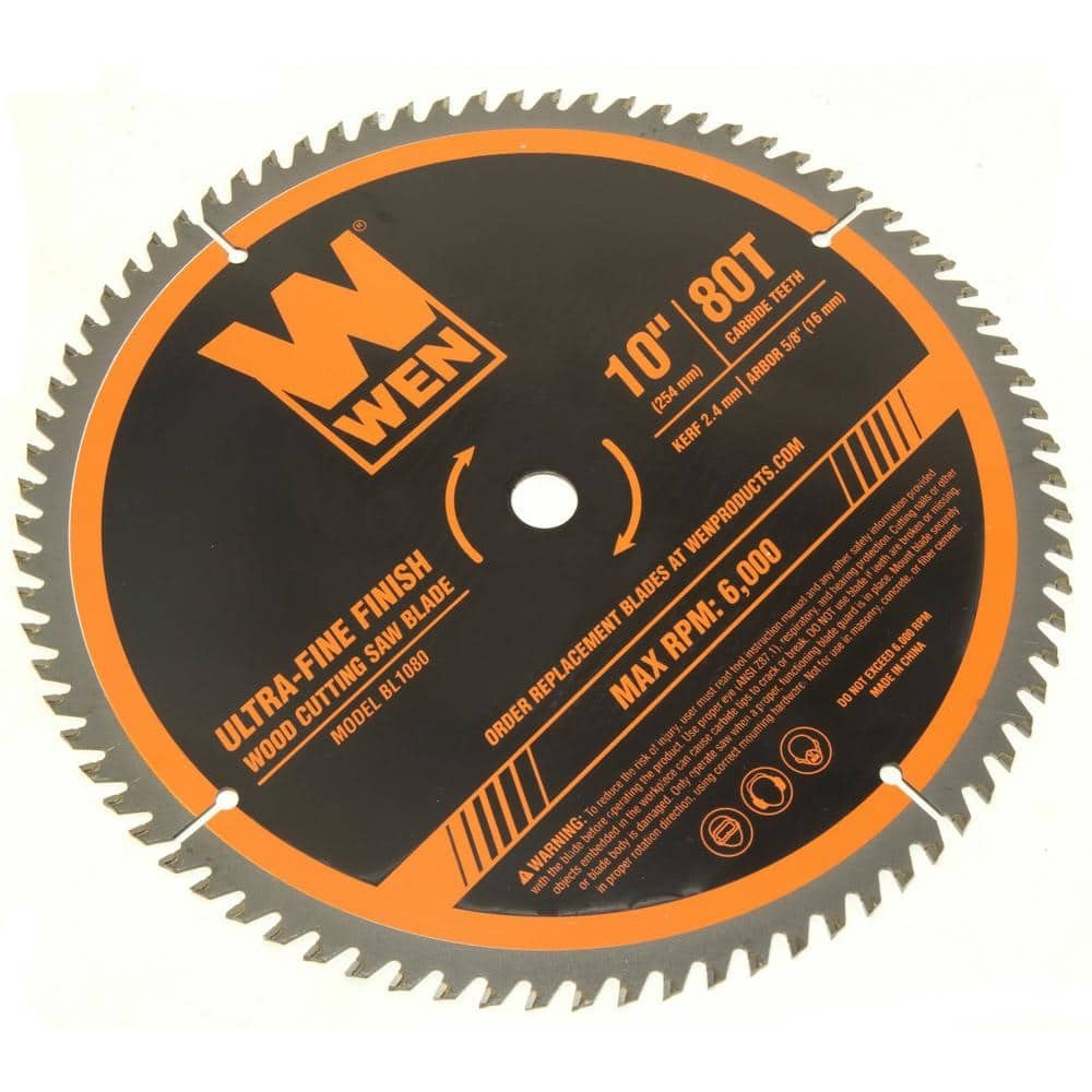 10 In 80-Tooth Carbide-Tipped Ultra-Fine Woodworking Saw Blade Miter Table Saws