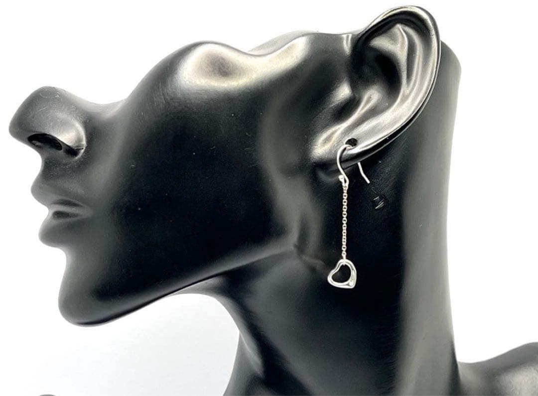 h518 Excellent condition Tiffany & Co. Open Heart Drop Hook Earrings 925
