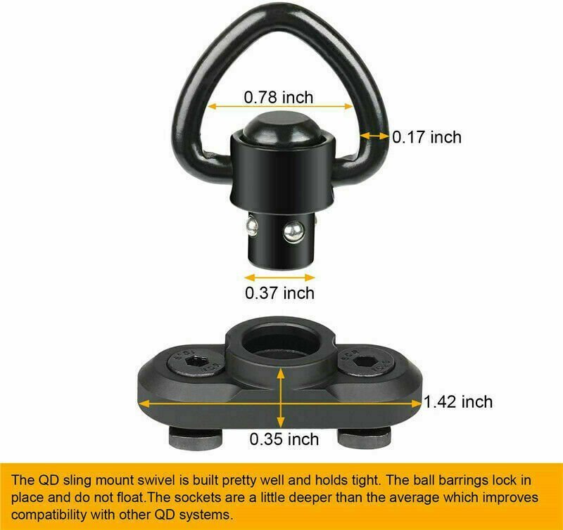 Tactical 2 Point Sling QD Swivel Rifle Adjustable Gun Sling Strap w/ MLOK Swivel