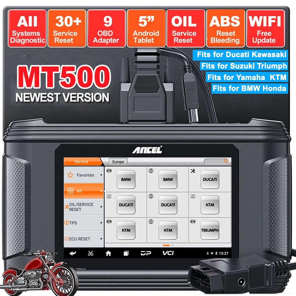 ANCEL MT500 PRO Motorcycle Scanner Full-System OBD2 Diagnostic Tool Programming