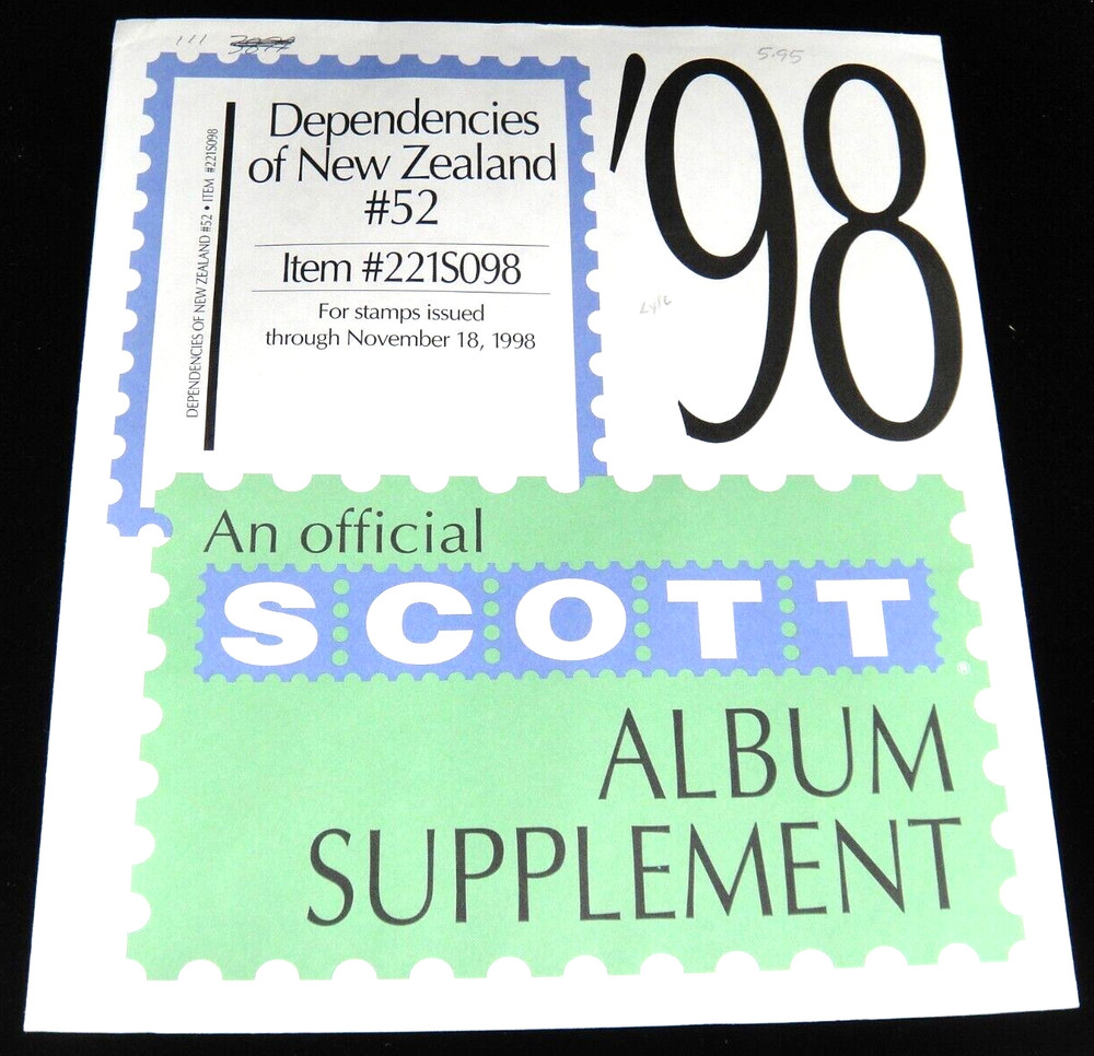Scott 1998 New Zealand Dependencies Specialty Stamp Album Supplement #52 NOS