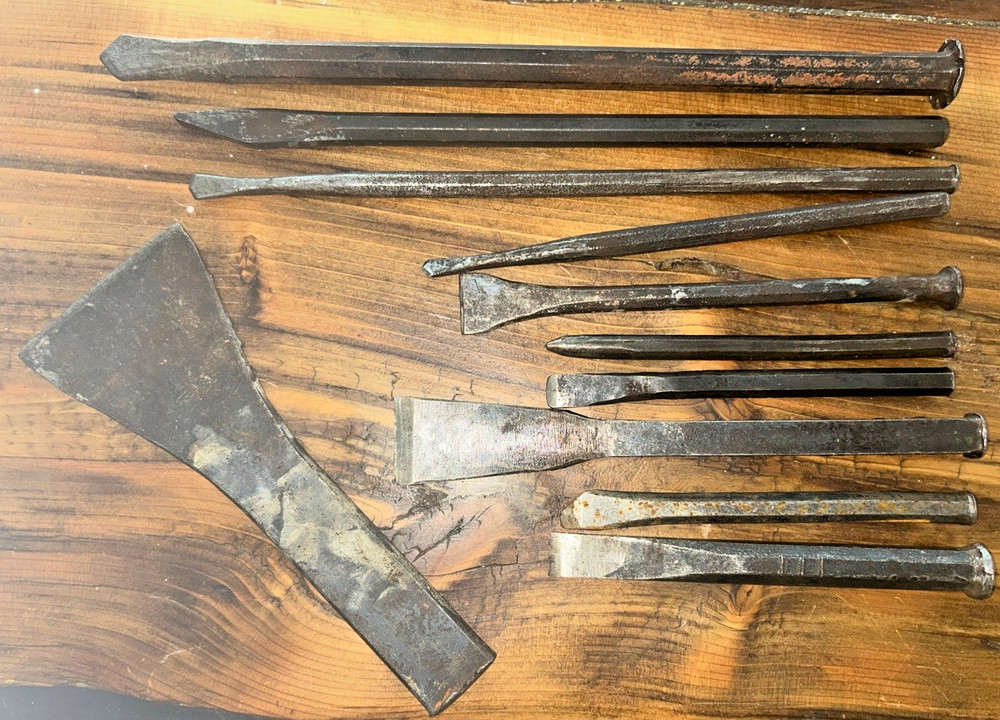 Cold Chisel mixed size lot flat & cape chisels,machinist blacksmith tools (11)