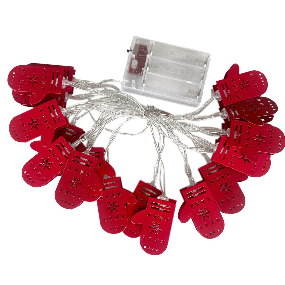 Christmas LED Light String Iron Christmas Gloves Ornament String Light NEW