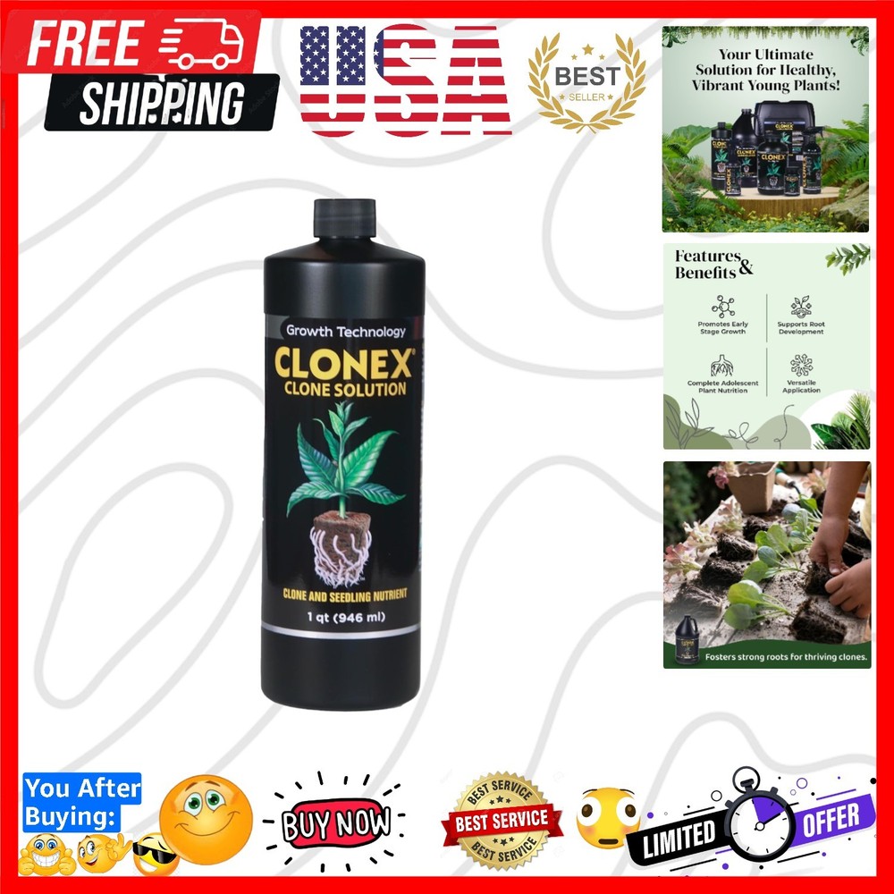 Clone Solution, Professional-Grade Nutrient Formula for Seedlings, Cuttings, ...