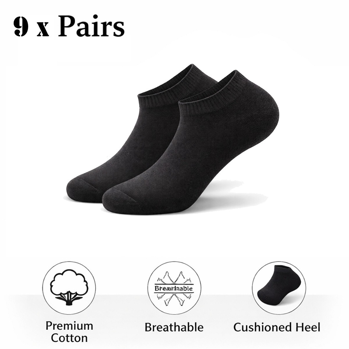 3-12 Pairs Mens Plain Solid Cotton Sports Ankle Athletic Socks Low Cut Size 8-12