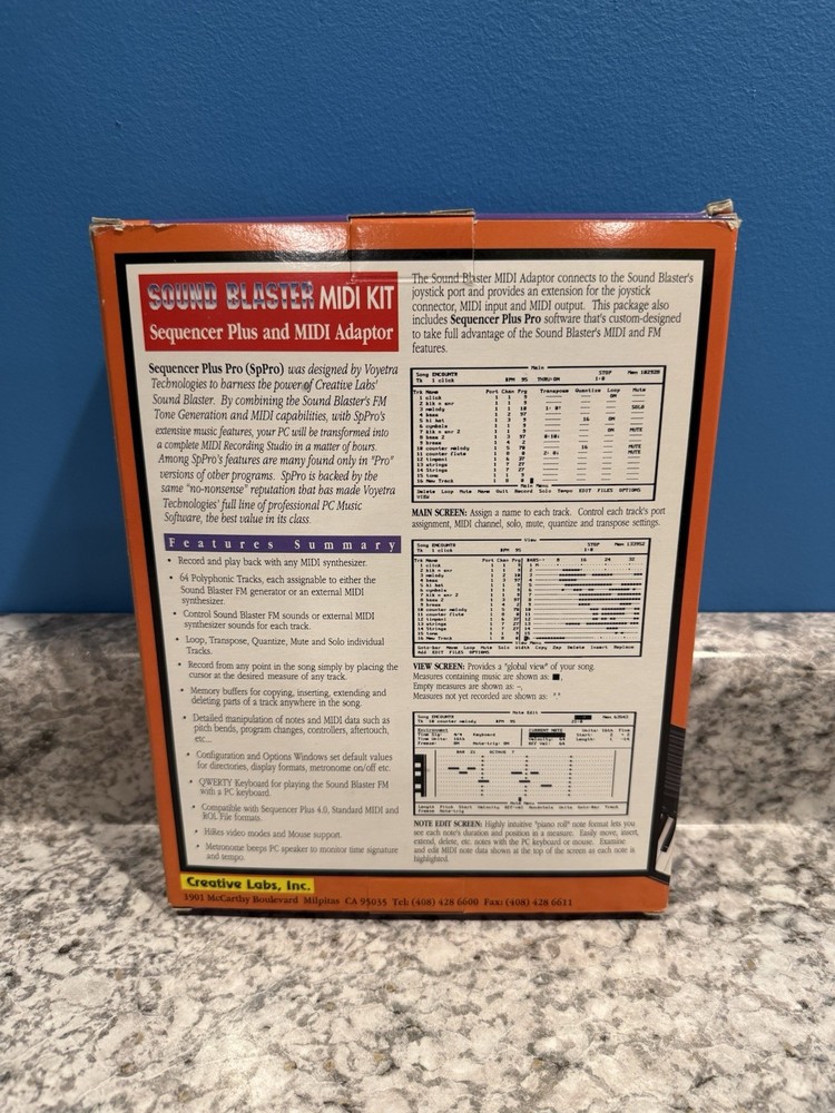 Creative Labs Sound Blaster MIDI Kit Sequencer Plus Pro DOS Retro PC Open Box