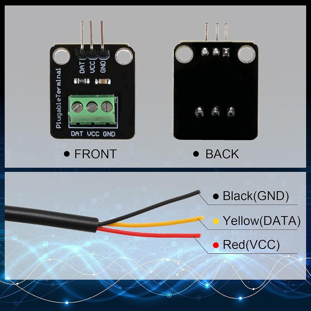 4 Sets DS18B20 Temperature Sensor Module Kit with 1 m/ 3.2 Ft Waterproof Digital