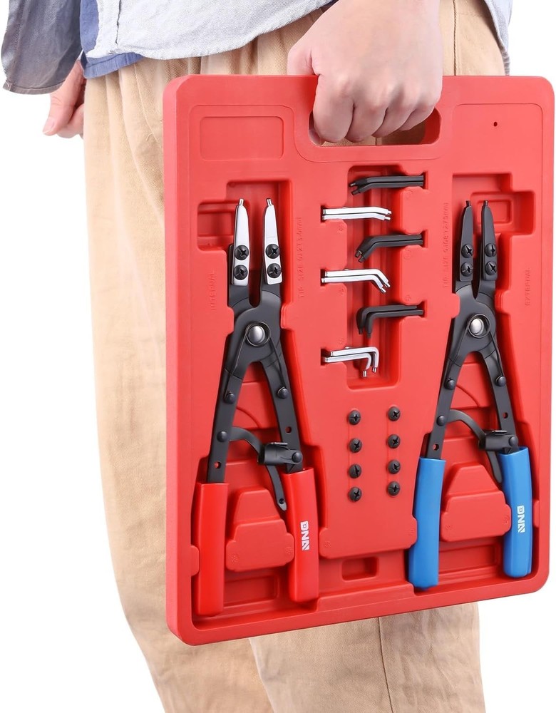 2pc Heavy Duty 10in Multi-Angle Snap Ring Pliers Set with Ergonomic Handles