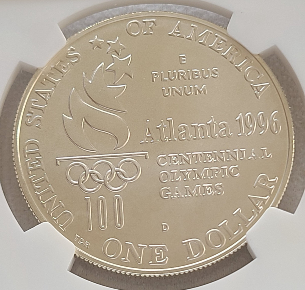 1996 D Olympics High Jump uncirculated silver dollar NGC MS70