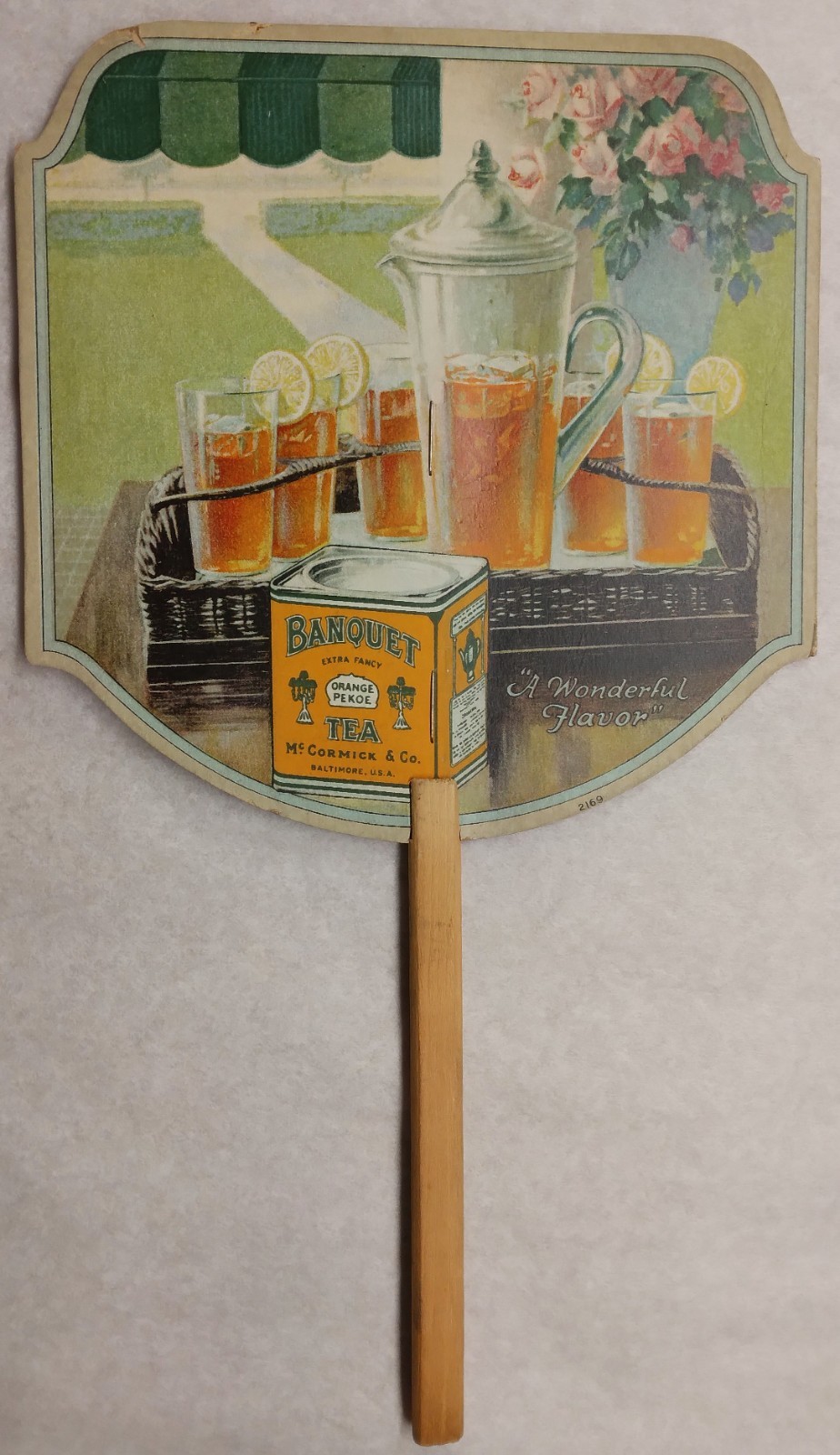 McCormick Orange Pekoe Tea c1920 hand held advertising fan