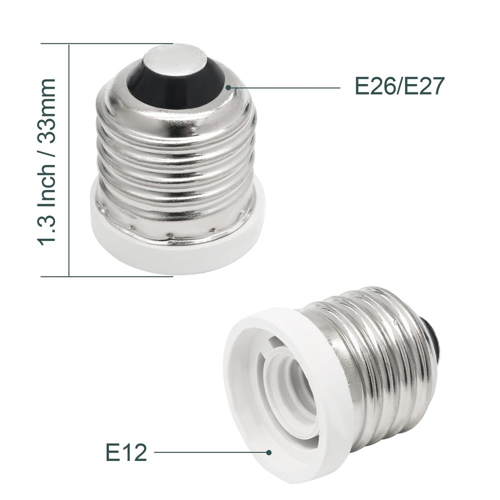 12 Pack E26 to E12 Adapter Converter, Medium to Candelabra Screw Bulb Socket ...