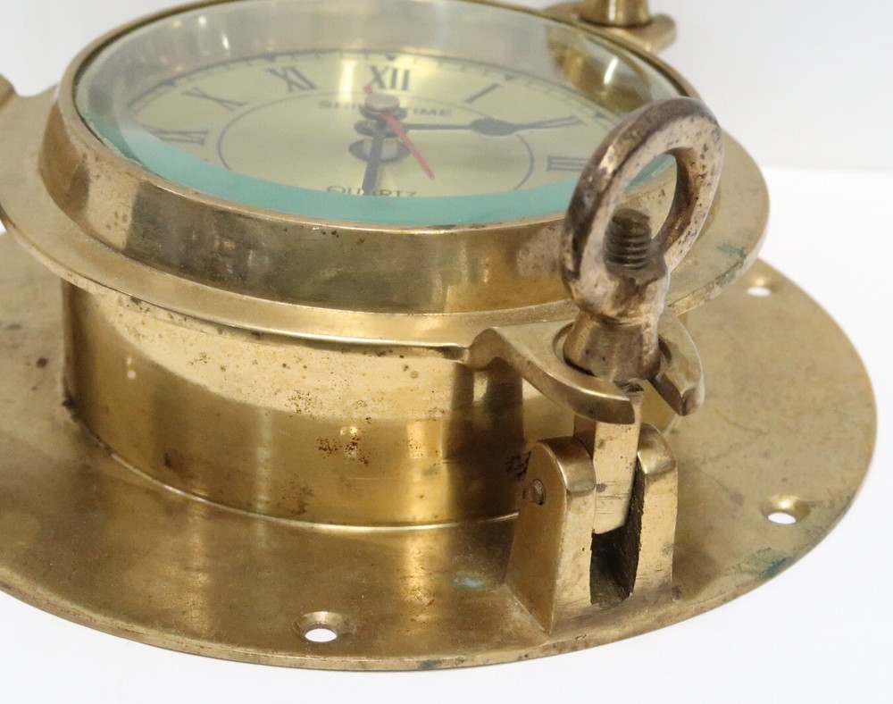 VINTAGE SHIP'S TIME BRASS QUARTZ CLOCK