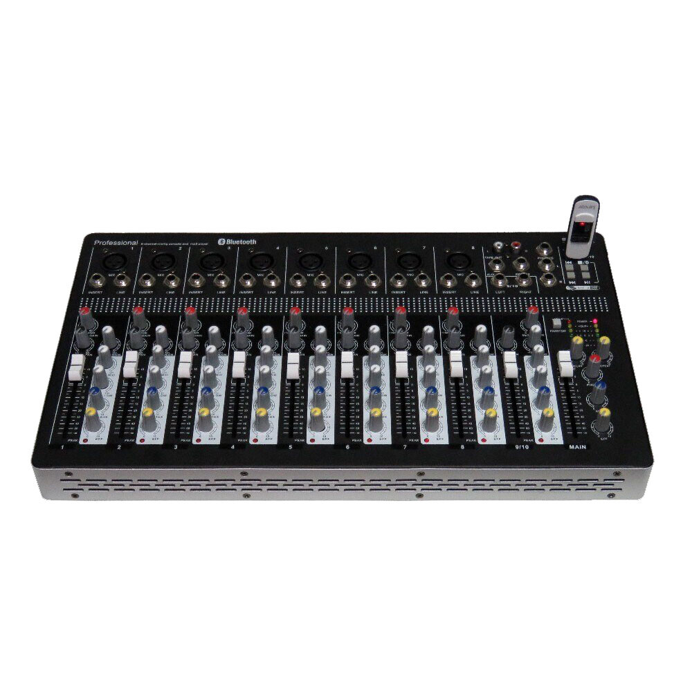 10CH Audio Sound Mixer Function Recording Mixing Console Effects Bluetooth Mix