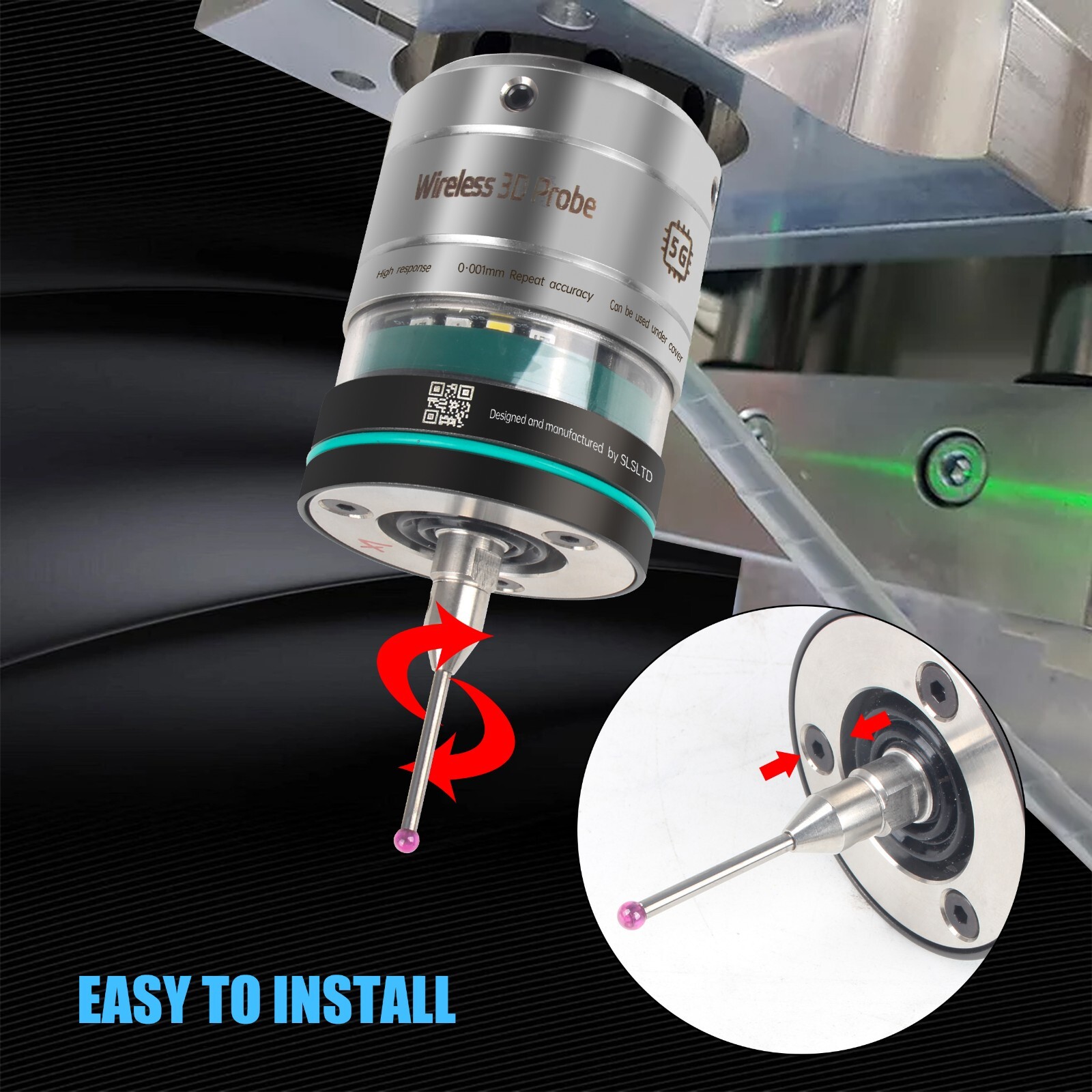 〖US〗 3D Edge Finder Wireless Probe CNC Milling Machining Center 0.001mm Accuracy
