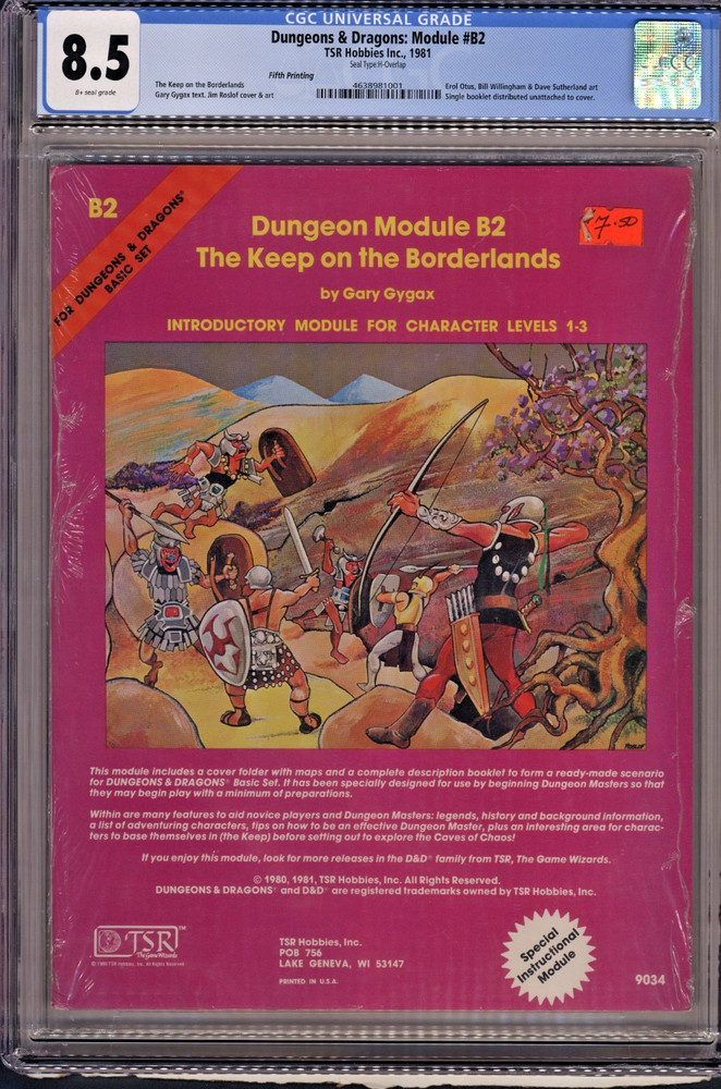 Dungeons & Dragons Module B2  The Keep on the Borderlands  Sealed!