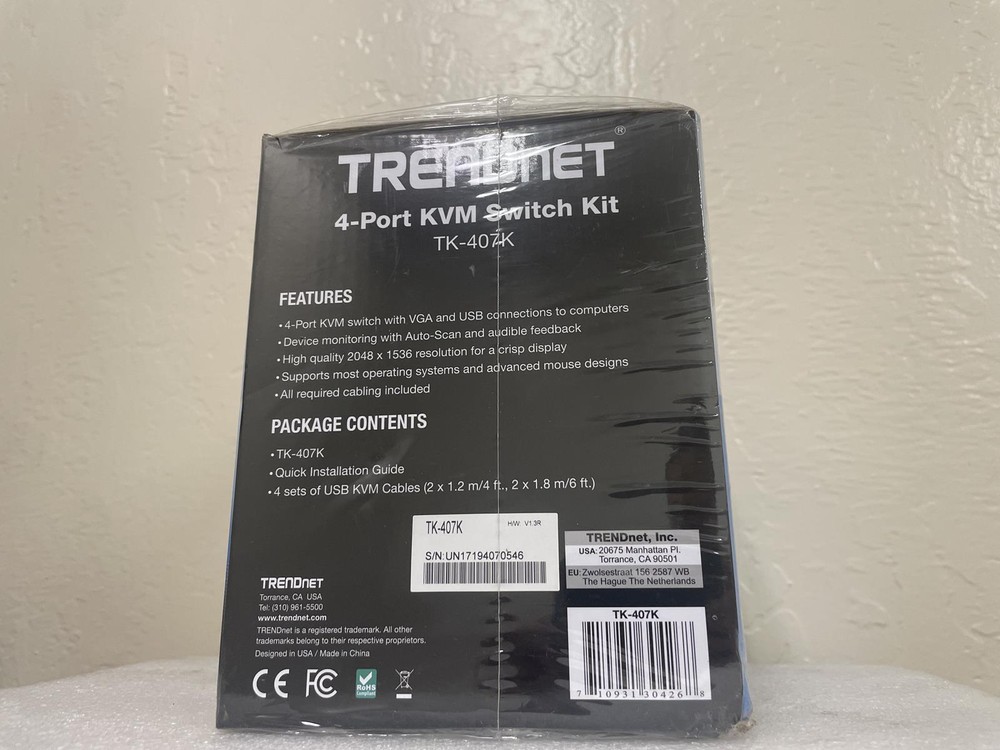 TRENDNET TK-407K 4-PORT KVM SWITCH KIT