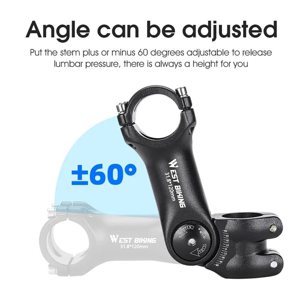 Adjustable Bicycle Handlebar Stem Variable 60Degree Angle Bike Handlebar Riser.
