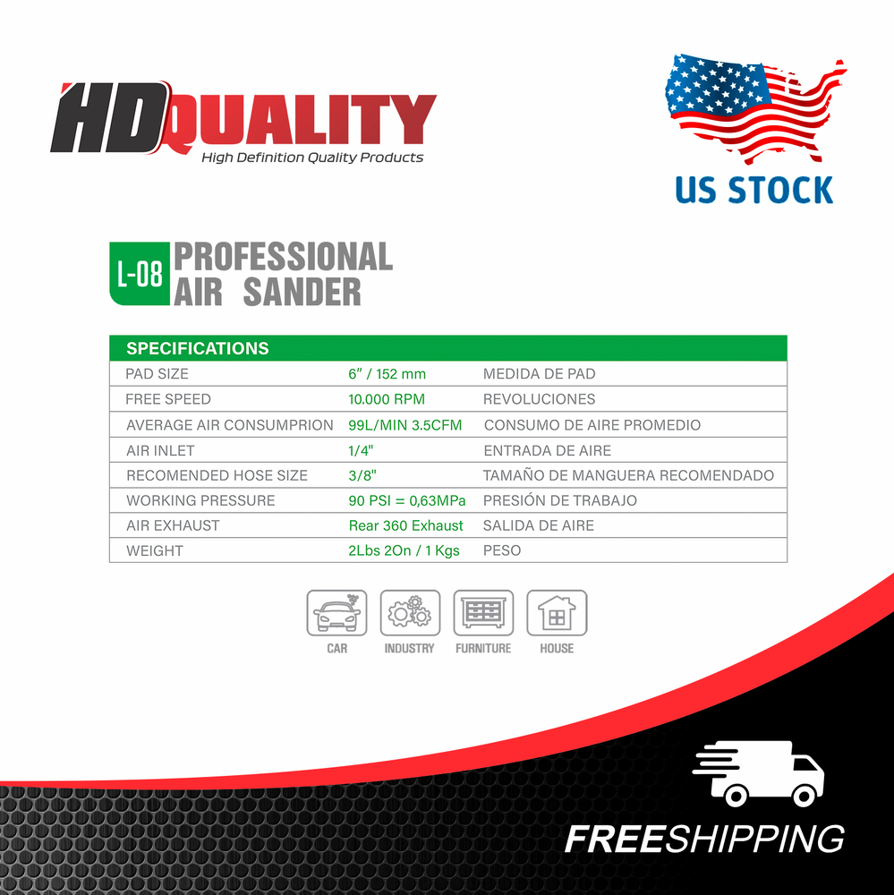 6" PROFESSIONAL Air Sander HD