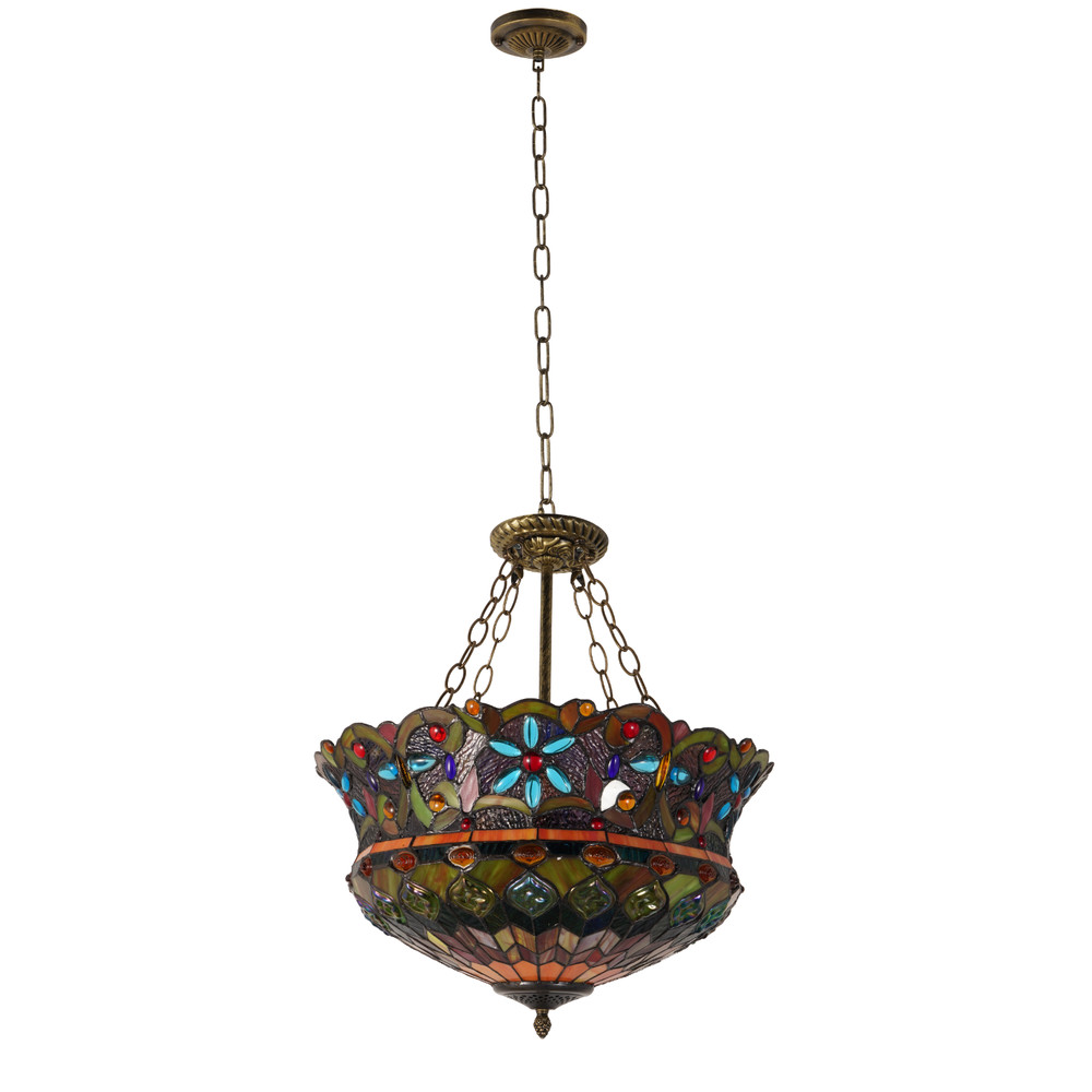 18 In Color Pendant Light With Light Source, Tiffany Yurt Reverse Pendant Light