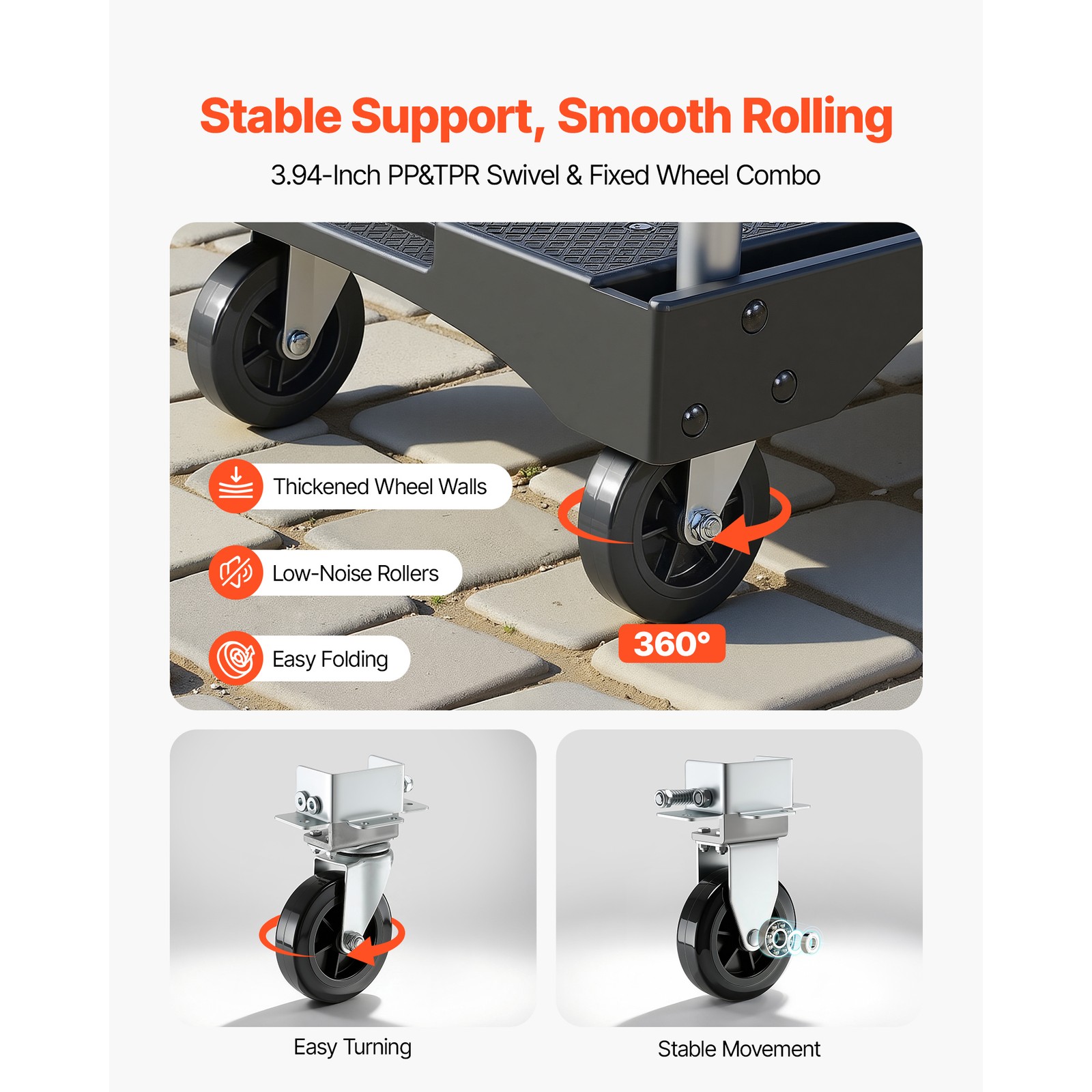 Uimoso Foldable Push Cart Dolly 330 lbs Capacity Folding Hand Truck with Wheels