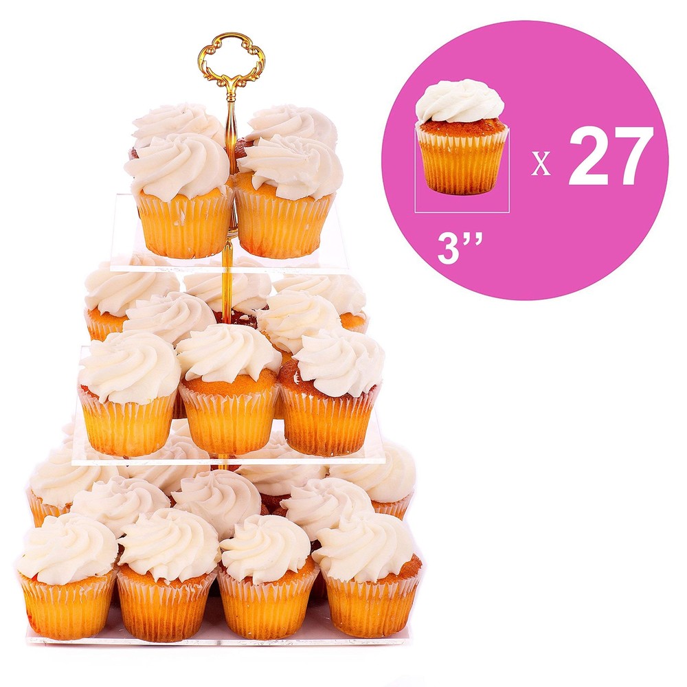 Three Tier Square Buffet and Dessert Stand 1 Pack Clear
