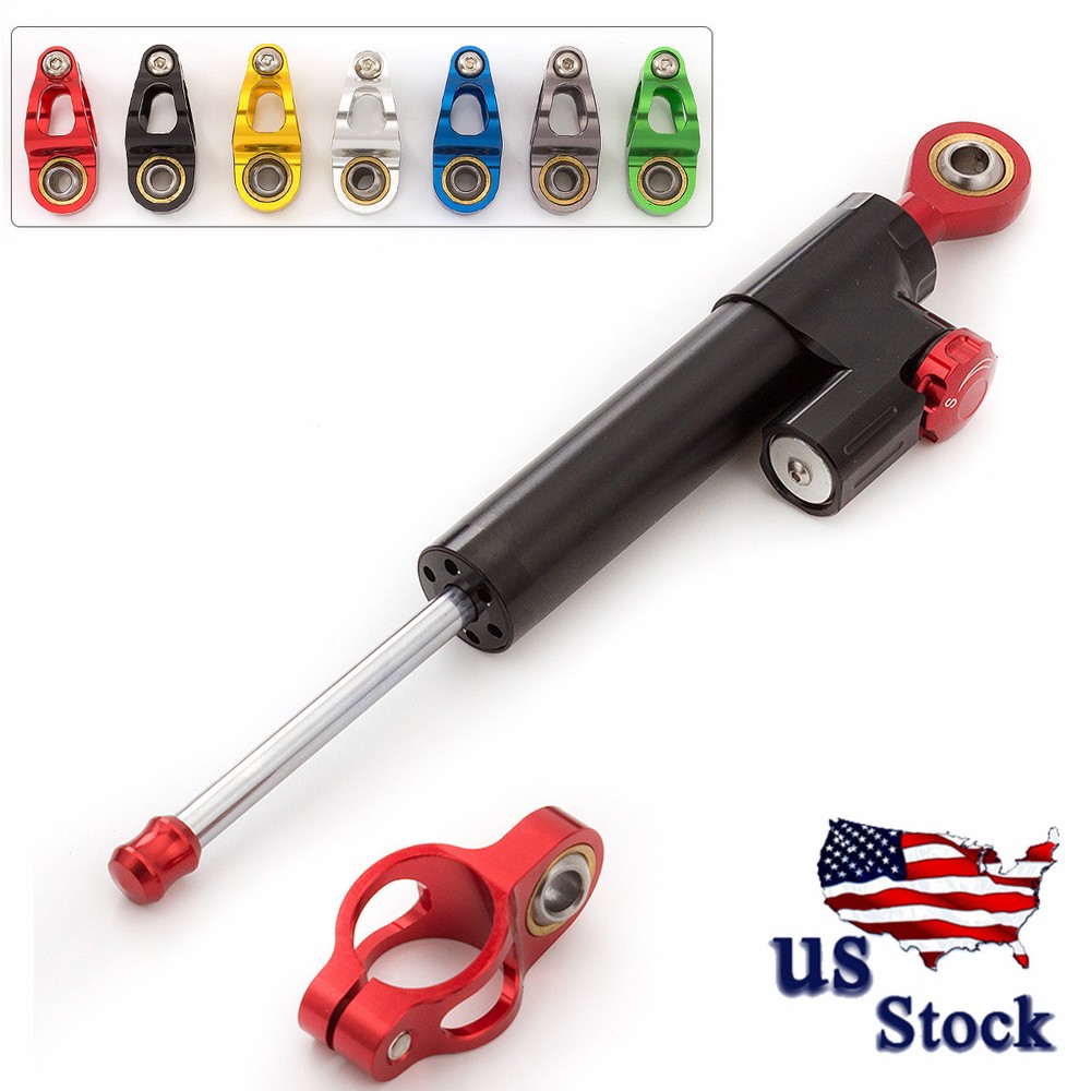 Motorcycle Universal CNC Adjustable Steering Damper Stabilizer Safety Black &Red