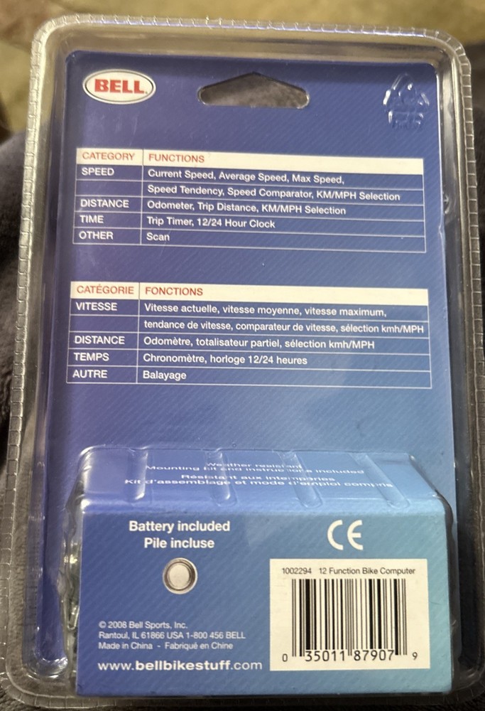 BELL Bicycle Bike Computer 12 Function Large Display Odometer Clock Timer Sealed