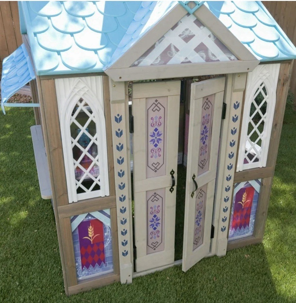 KidKraft Disney Frozen Arendelle Wooden Outdoor Playhouse Elsa Anna Kids