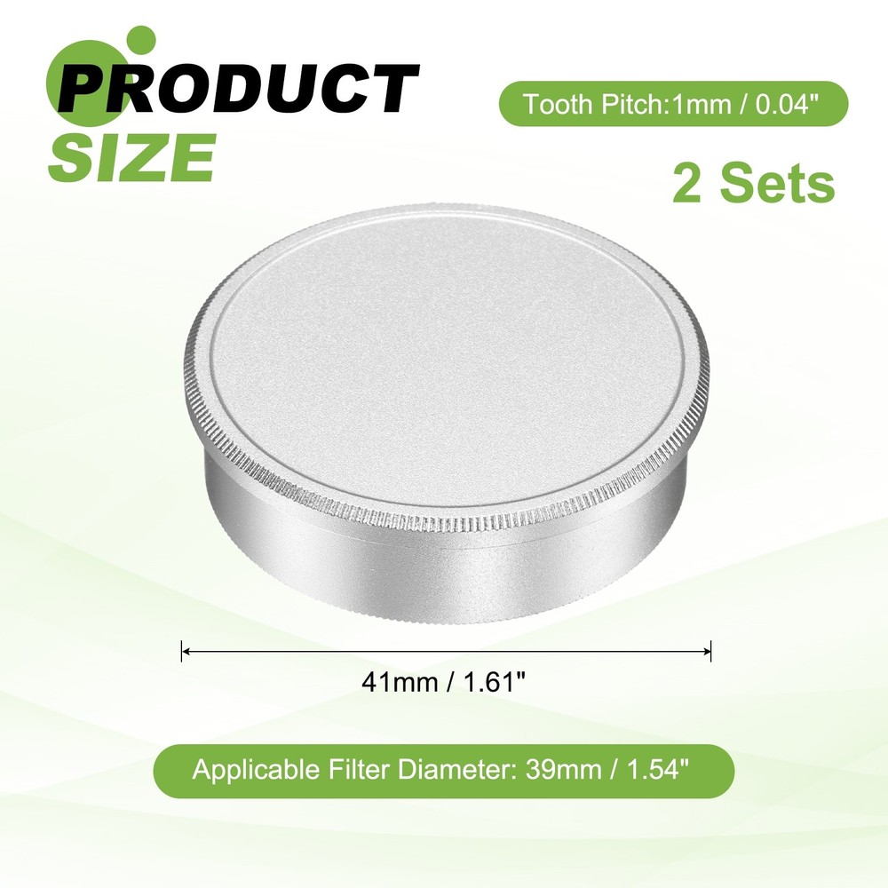 2Pcs 39mm Metal Lens Cap Universal Lens Filter Stack Caps Slim Stack Silver