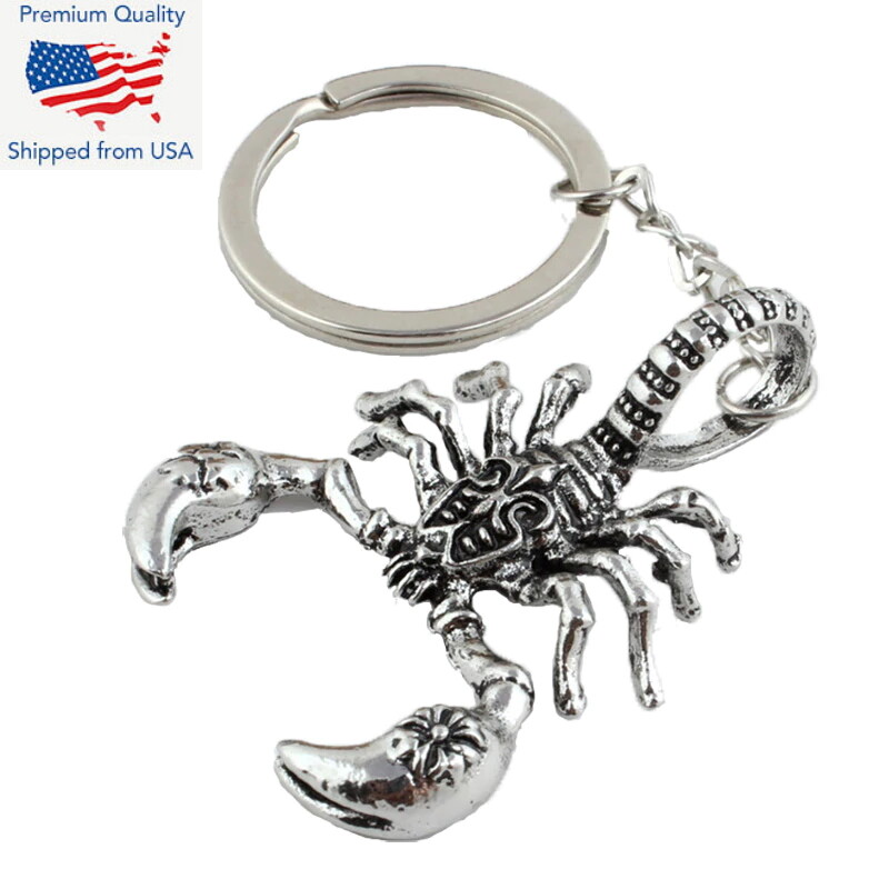 3D Scorpion Bug Insect Silver Pendant Keychain Gift Key Chain