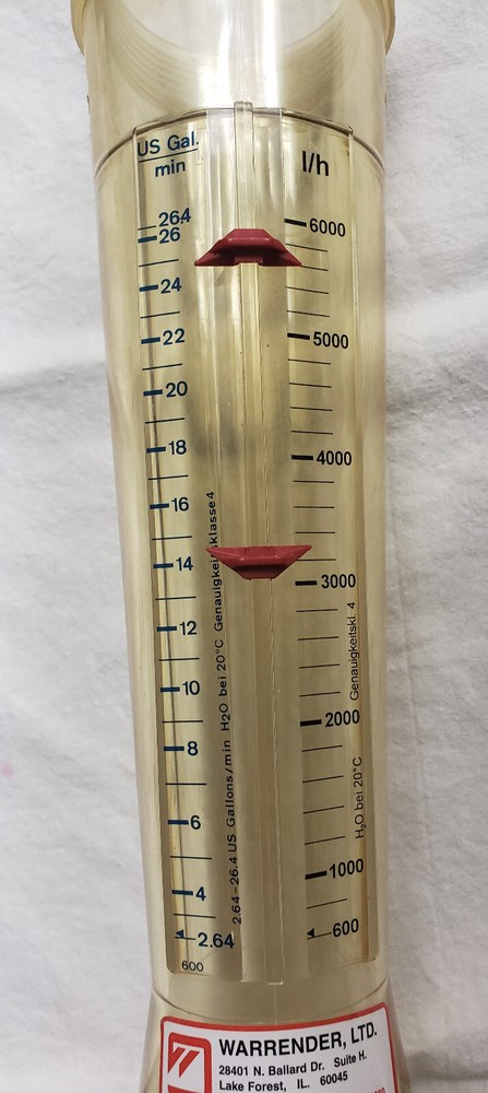 Large 600-6000 l/h Flow Meter , Conical Float , Variable Area , 16 1/2" long