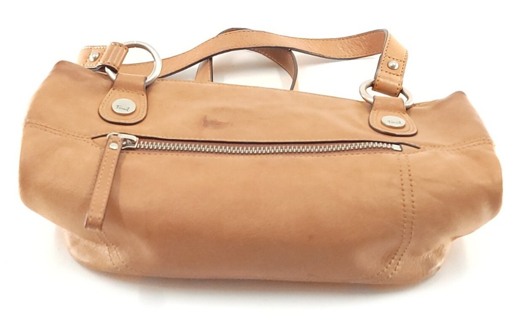 Fossil Shoulder Handbag Tan Leather Distressed Floppy