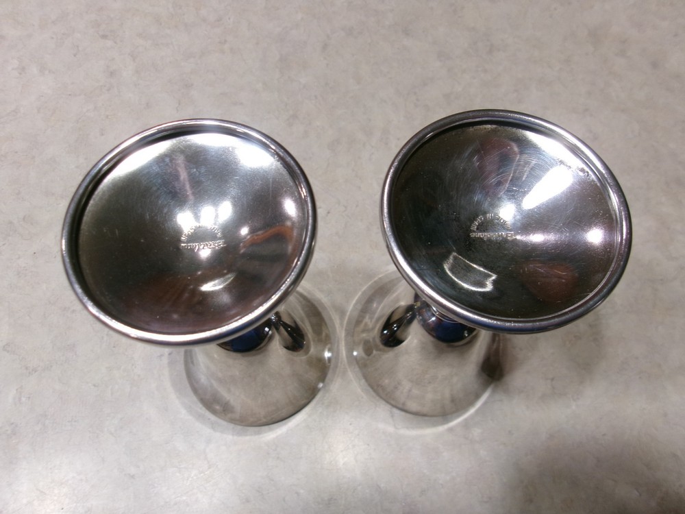 2 - Vintage Silver-Plated Wine Goblet Stemware-Spain-Twisted Grapevine Stem