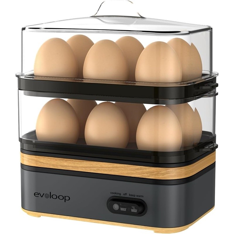 Stackable Egg Cooker 12 Eggs Rapid Boiled Poached Easy Clean Dishwasher Safe New