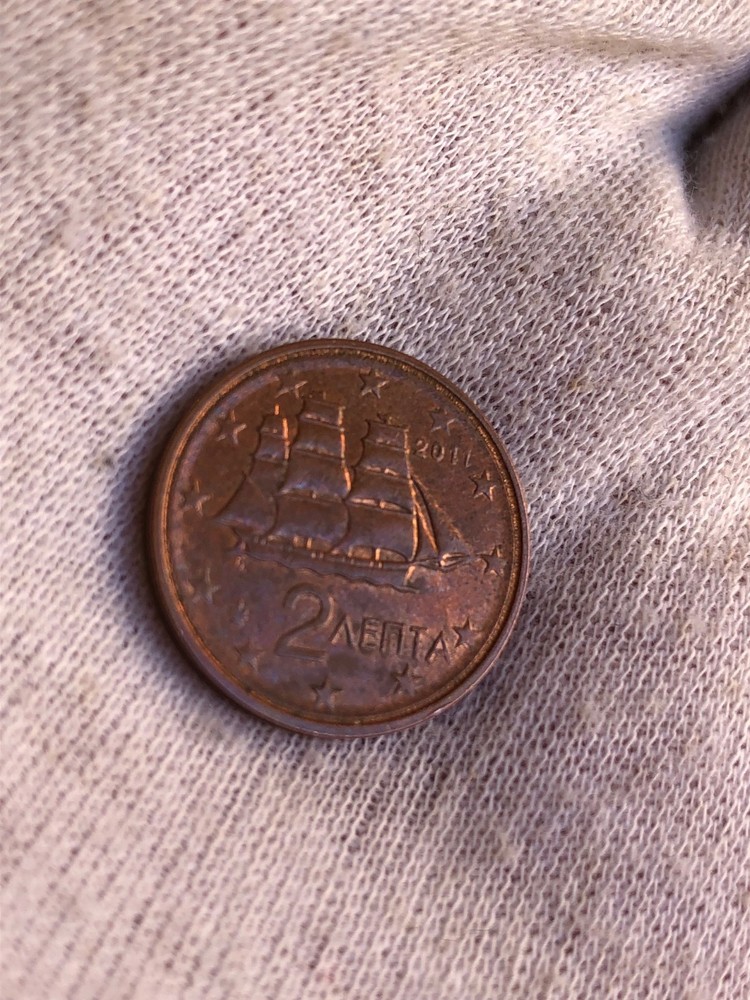 🇬🇷 Greece 2 Euro Cent 2011 - ERROR - Double Ring / In. Circle Defect !