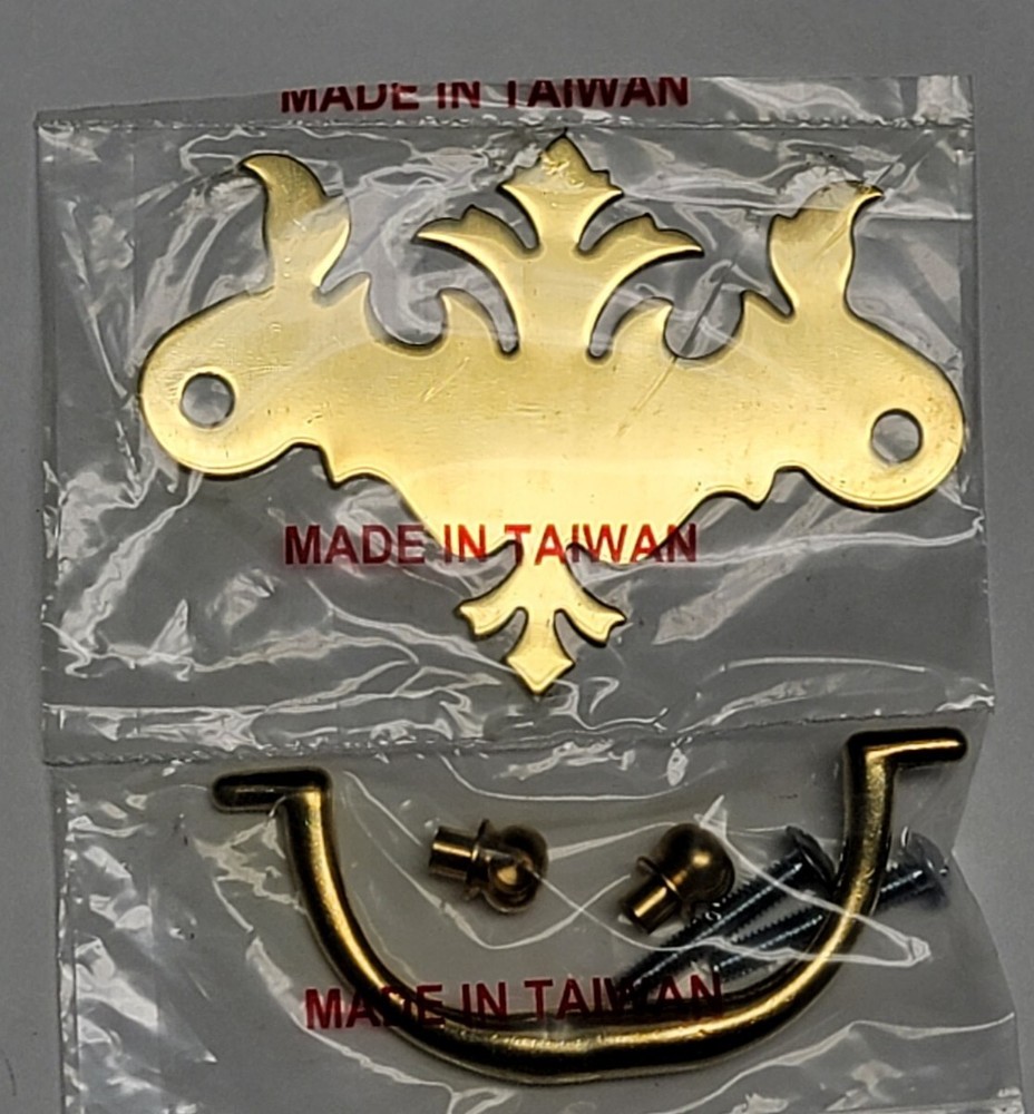 NOS Vintage 1460 Solid Brass Chippendale Drawer Pulls 3" Center