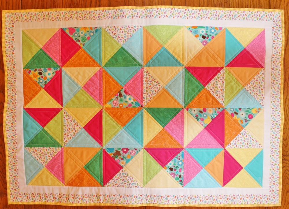 Springtime Bunnies & Jellybeans Handmade Table Quilt