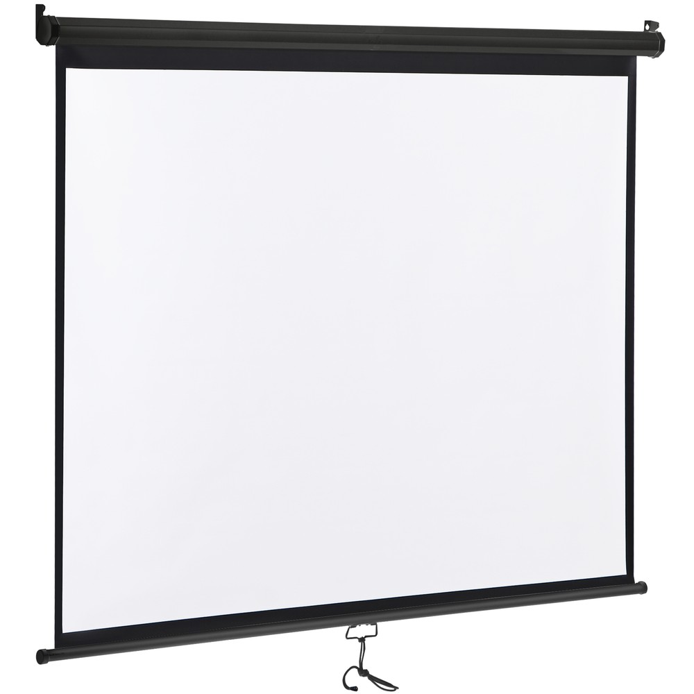 72 Inch Manual Projection Screen Pull Down 4:3 HD Projector 4K Widescreen Black