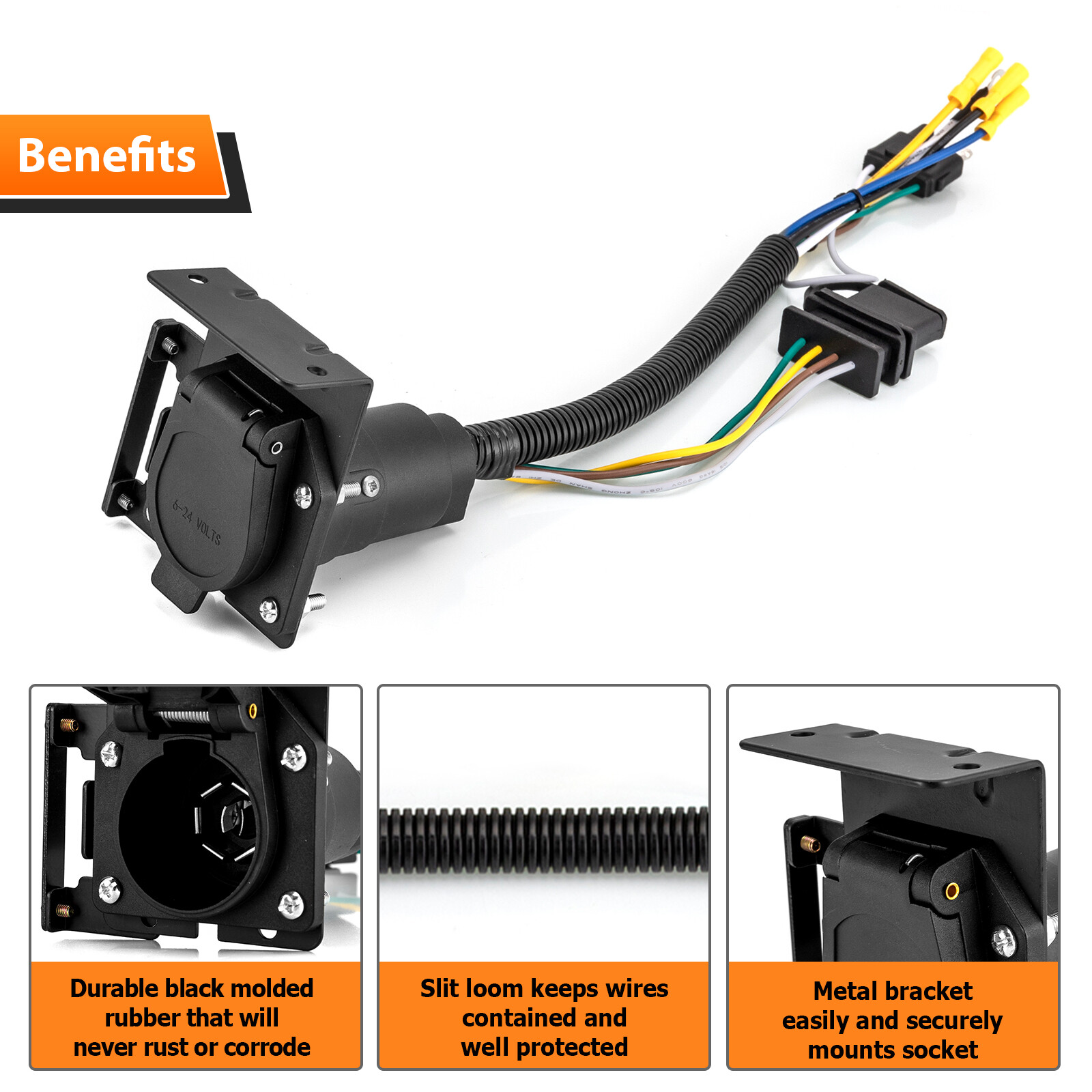 4-Way Flat to 7-Way RV Blade Trailer Wiring Adapter Connector Plug 7/4 Pin