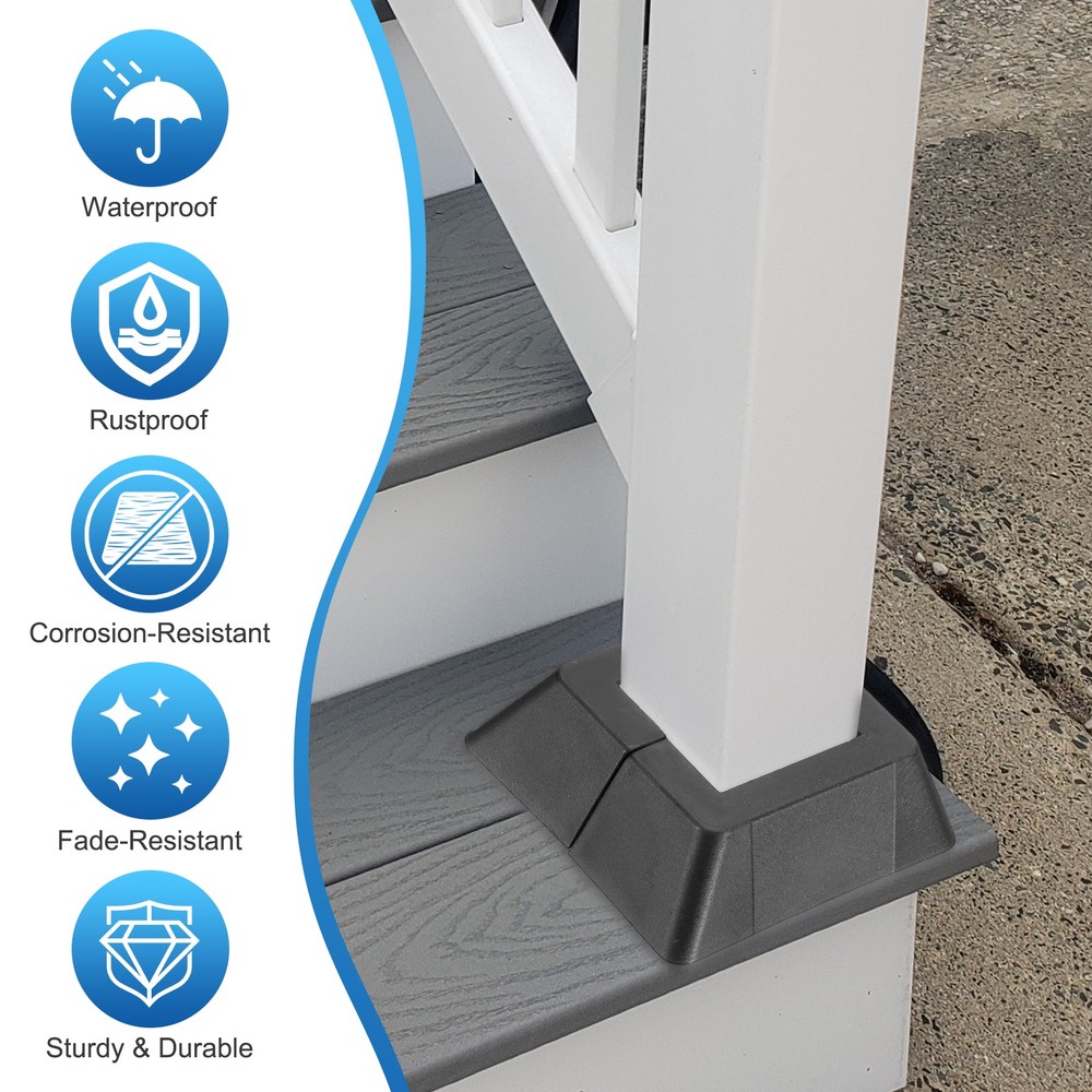 12 Pcs Post Base Cover, 1.3 x 1.3 Inch Square Split Style Post Base Cover